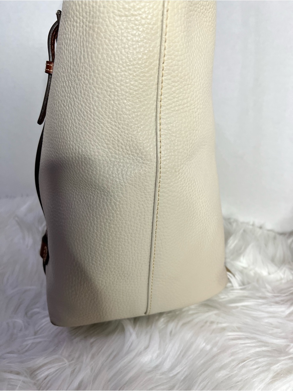 Dooney & Bourke Cream East/West Tote with Brown Trim - Picture 5 of 8